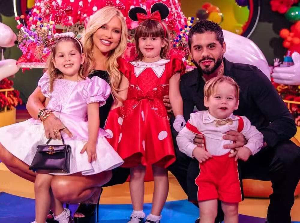 Virginia Fonseca e Zé Felipe com as crianças: Maria Alice, Maria Flor e José Leonardo — Foto: Reprodução/Instagram