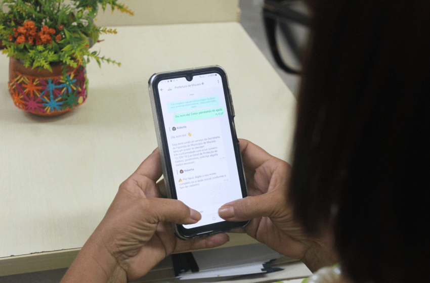 Contribuinte pode solicitar o boleto pelo serviço de WhatsApp da Sefaz. Foto: Luís Otávio Mendonça/Ascom Sefaz