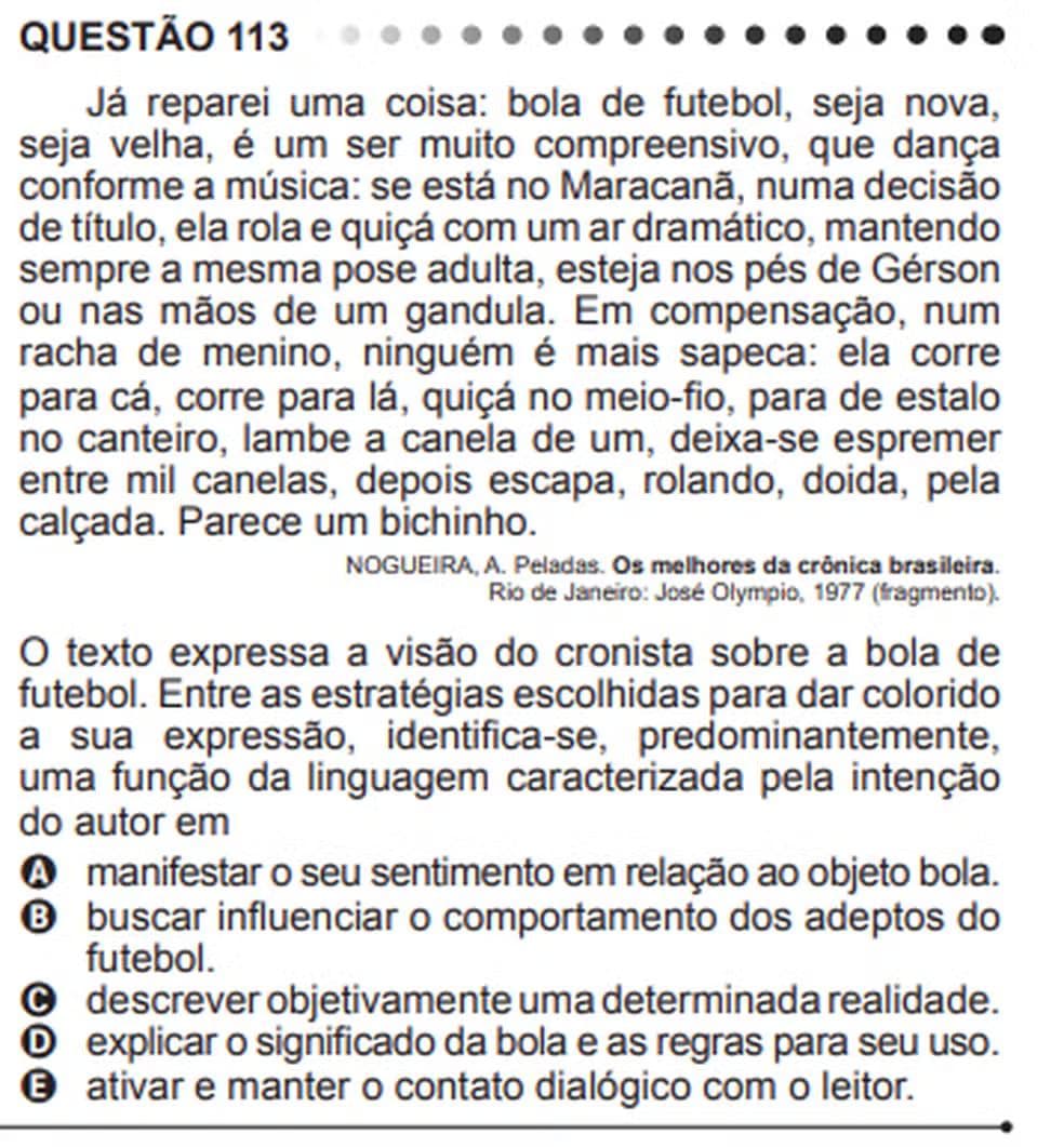 Questão 113 da reaplicação do Enem 2011 cita Gérson. — Foto: Enem/Inep
