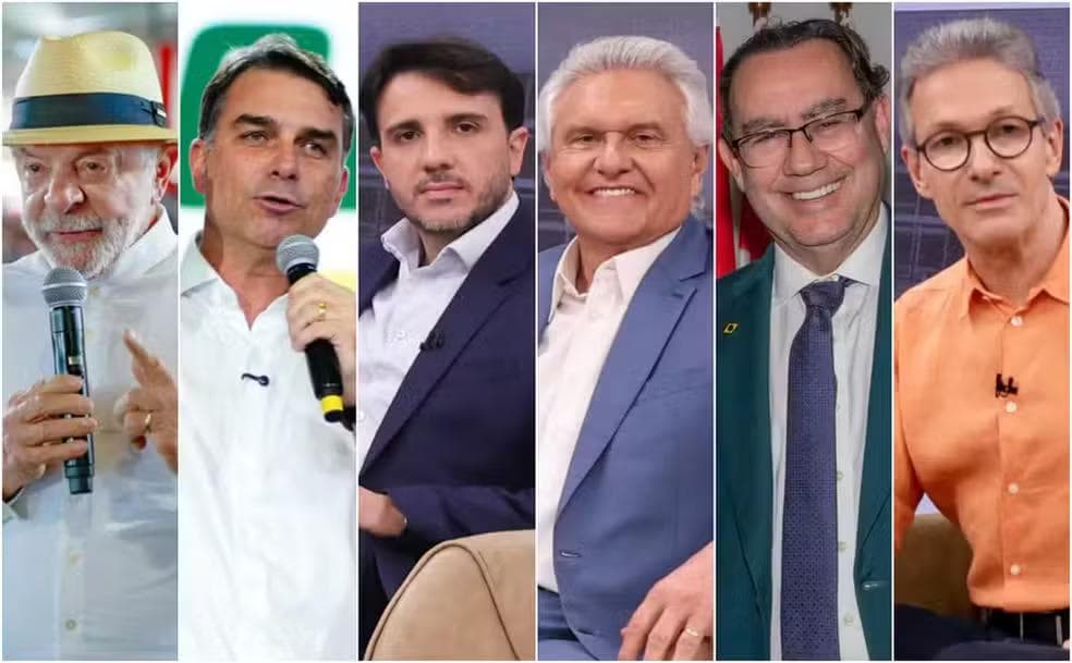 Lula, Flávio, Renan, Caiado, Cury e Zema. — Foto: Reprodução
