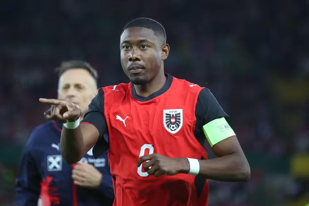 Alaba em ação pela seleção da Áustria — Foto: Severin Aichbauer/SEPA.Media /Getty Images