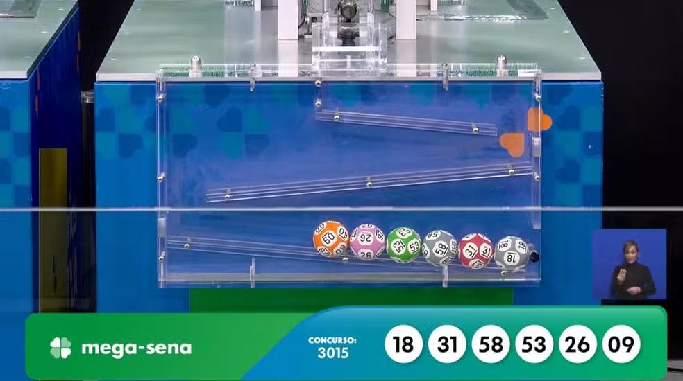 Resultado do sorteio número 3.015 da mega-sena. — Foto: Loterias Caixa