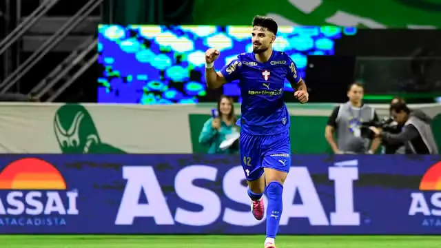 Flaco López comemora gol em Palmeiras x Santos, pela Copa do Brasil, no Nubank Parque (Foto: Marcos Ribolli)