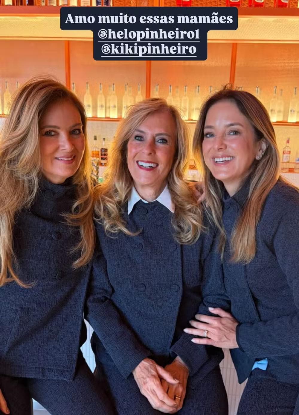 Helô Pinheiro com as filhas Kiki Pinheiro e Ticiane Pinheiro — Foto: Reprodução/Instagram