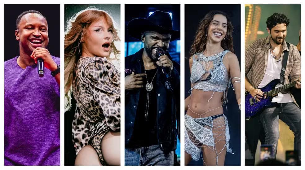 Thiaguinho, Luiza Sonza, Alexandre Pires, Marina Sena e Gustavo Mioto são algumas das atrações da Virada Cultural de 2026 em São Paulo. — Foto: Reprodução/Redes Sociais