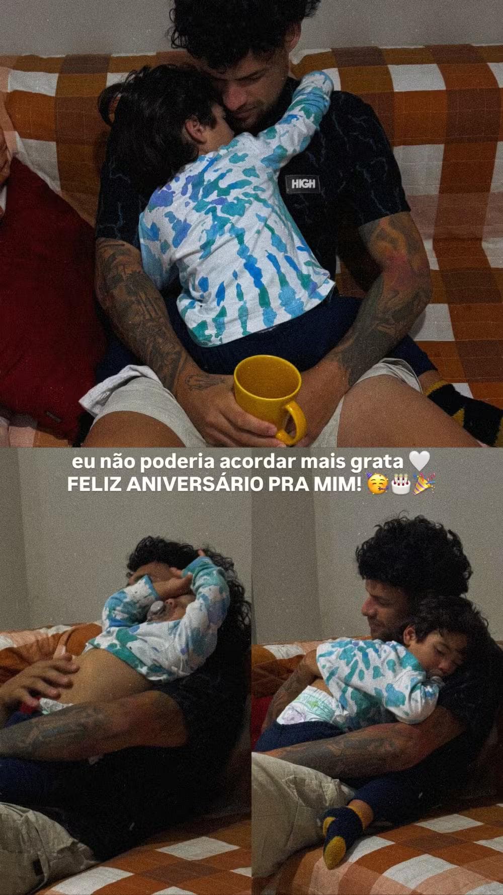 Makai, filho de Petra Mattar, e o padrasto, Matheus 'Cabeliso' — Foto: Reprodução/Instagram