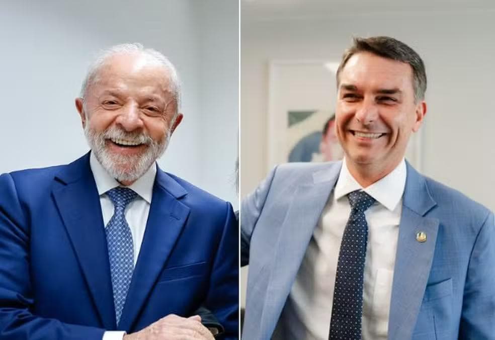 Luiz Inácio Lula da Silva e Flávio Bolsonaro — Foto: SEAUD/PR e Vittor Sales/Divulgação
