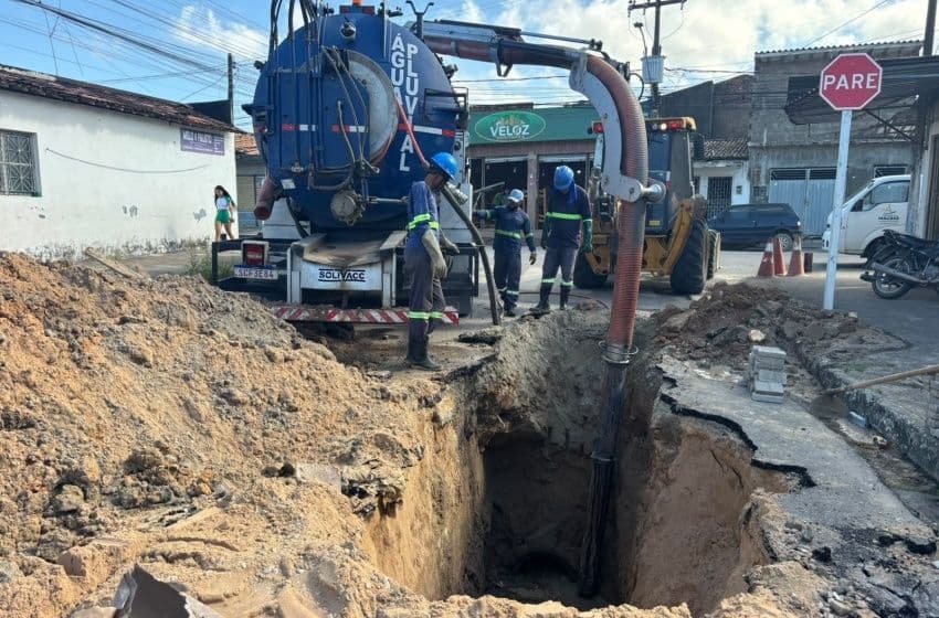 Infraestrutura substitui tubulação e desobstrui rede de drenagem no Santos Dumont. Foto: Cortesia