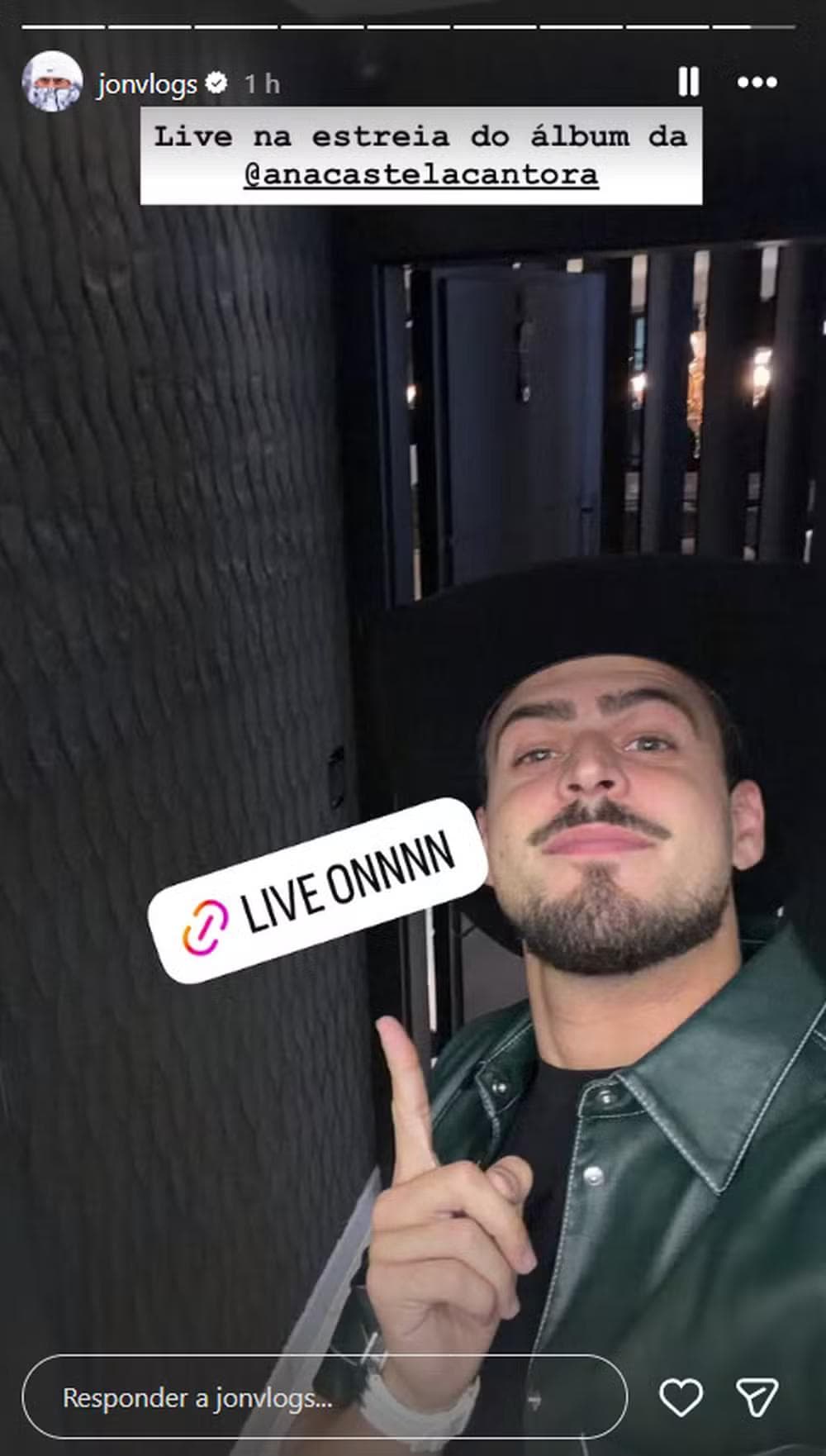 Jon Vlogs aumenta rumores de affair com Ana Castela — Foto: Reprodução/Instagram