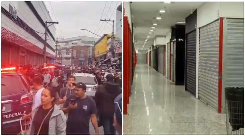 Megaoperação da Receita Federal fecha dois shoppings no Brás atrás de produtos falsificados — Foto: Reprodução/TV Globo