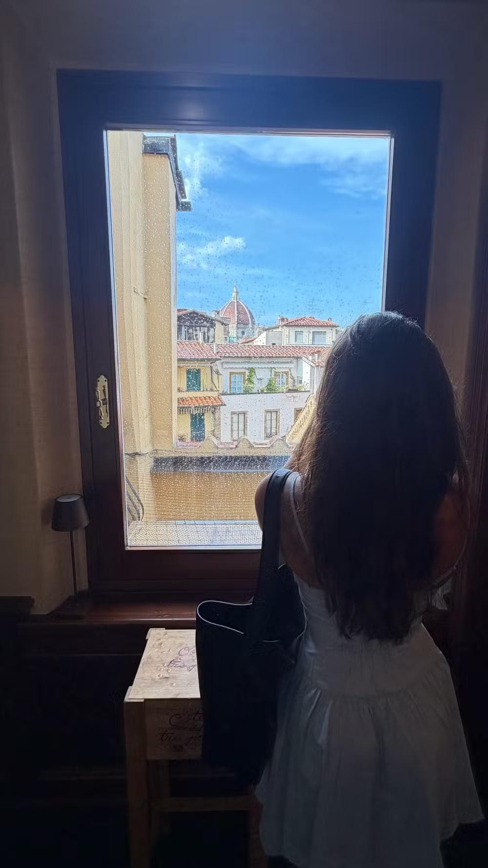 Mariana Goldfarb observa vista da janela — Foto: Reprodução/ Instagram @marianagoldfarb