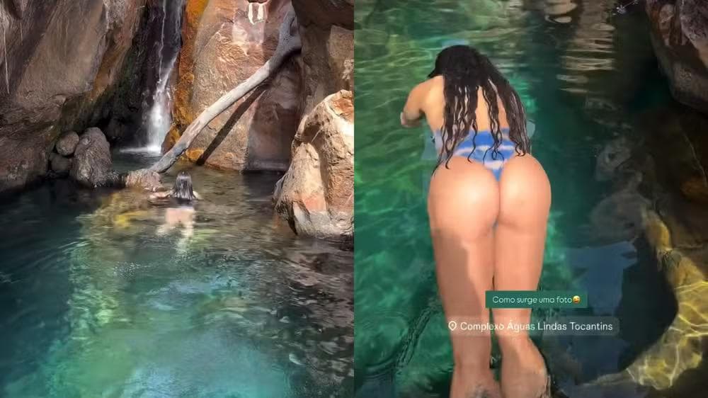 Aline Campos nadando — Foto: Reprodução/ Instagram @soualinecampos