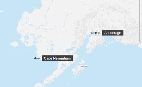 Trajeto da aeronave no Alasca • CNN / Mapbox