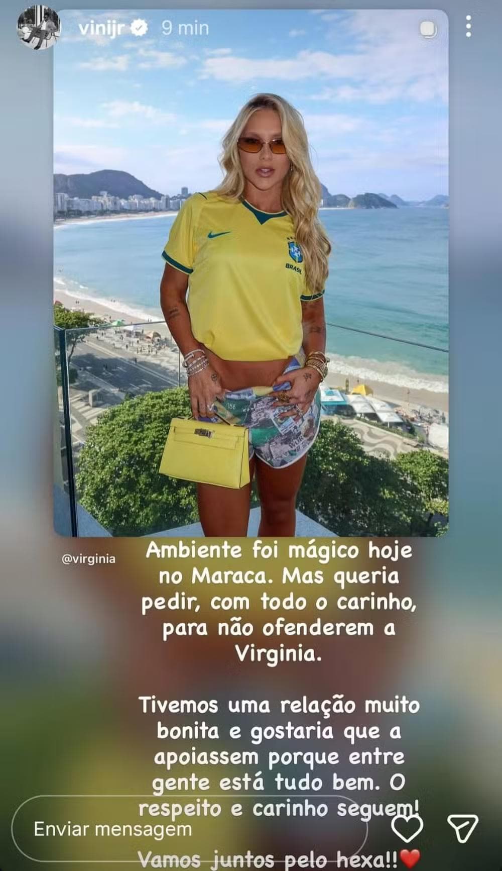 Virginia Fonseca é apoiada por Vini Jr — Foto: Reprodução/Instagram