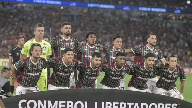 Fluminense x Bolívar: jogadores do Fluminense posados antes do jogo (Foto: Thiago Ribeiro/AGIF)