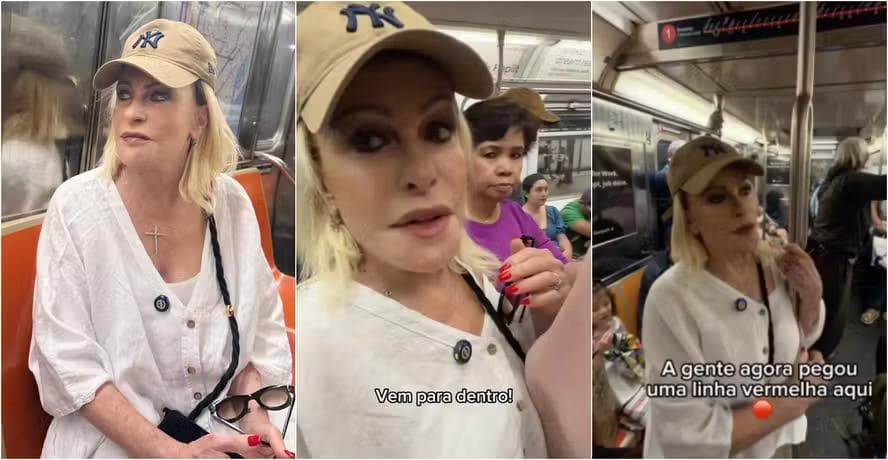Ana Maria Braga se diverte ao andar de metrô pela primeira vez em NY — Foto: Reprodução/Instagram