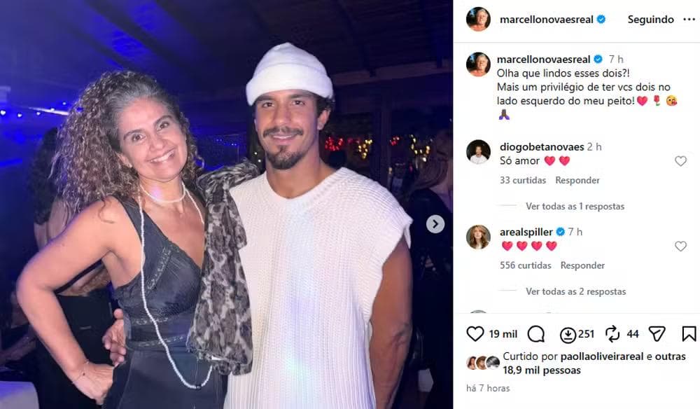 Diogo Novaes, filho mais velho de Marcello Novaes, e a mãe, Sheyla Beta — Foto: Reprodução/Instagram
