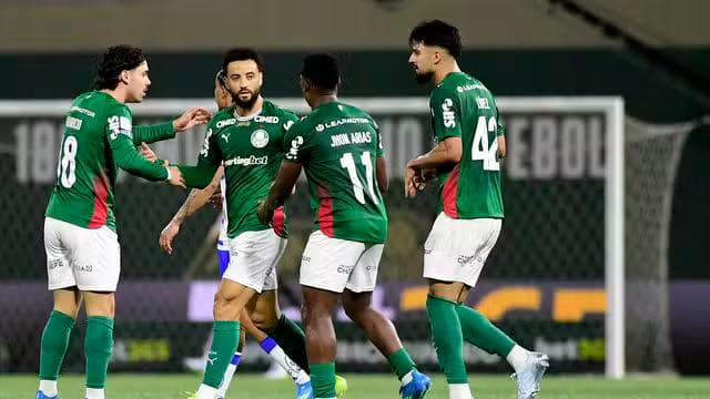 Comemoração do gol do Palmeiras contra o Cruzeiro (Foto: Marcos Ribolli)