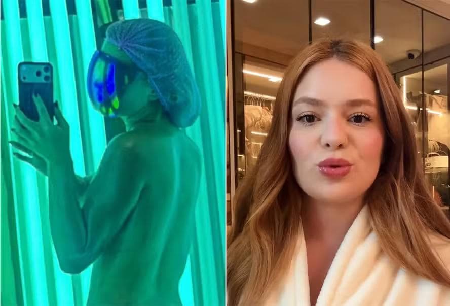 Viih Tube posa topless e de fio-dental de fita em bronzeamento — Foto: Reprodução/Instagram