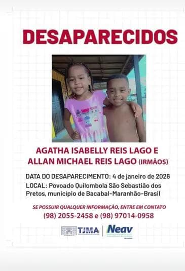 Cartaz para as buscas aos irmãos que desapareceram em Bacabal (MA) - Arquivo pessoal