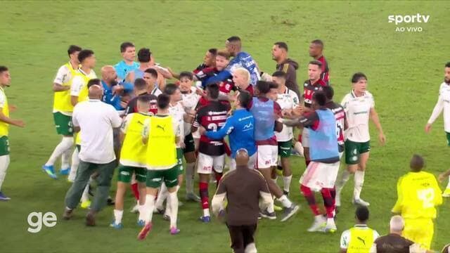 Fechou o tempo! Após comemoração de Paulinho, jogadores de Palmeiras e Flamengo discutem
