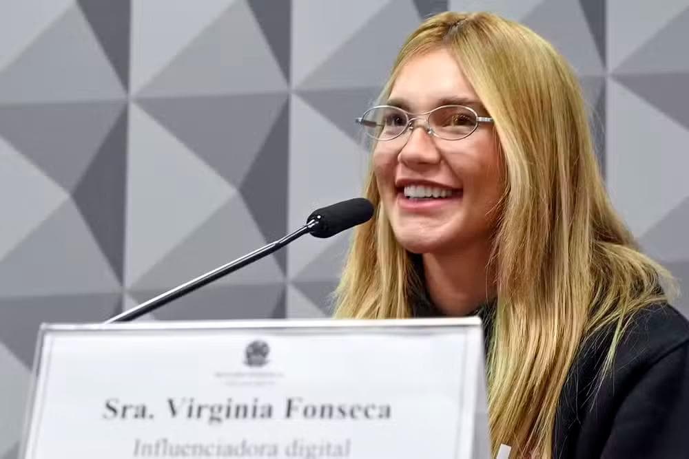 A influencer e apresentadora Virginia Fonseca depõe à CPI das Bets, no Senado — Foto: Edilson Rodrigues/Agência Senado
