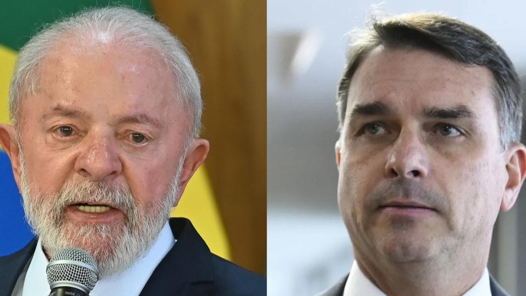 O presidente Luiz Inácio Lula da Silva (PT) e o senador Flávio Bolsonaro (PL-RJ) • Arte CNN Brasil