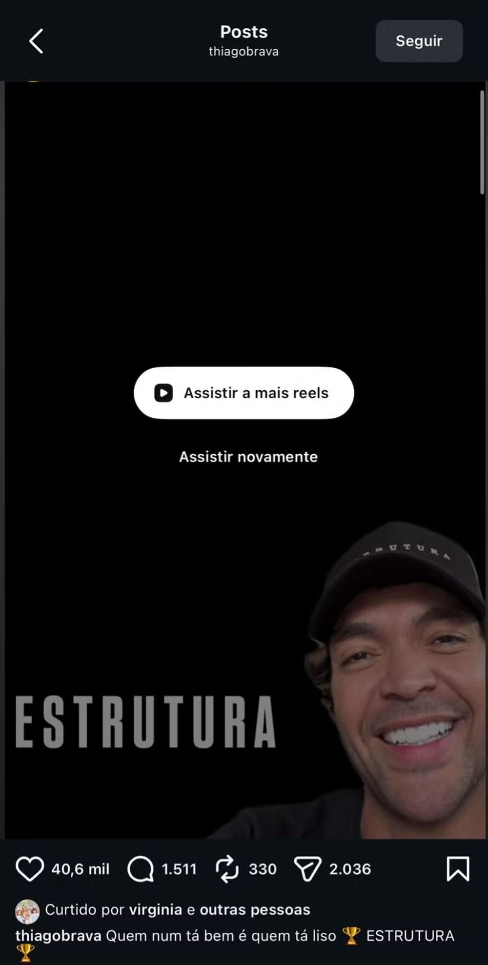 Veja a curtida de Virginia — Foto: Reprodução/ Instagram