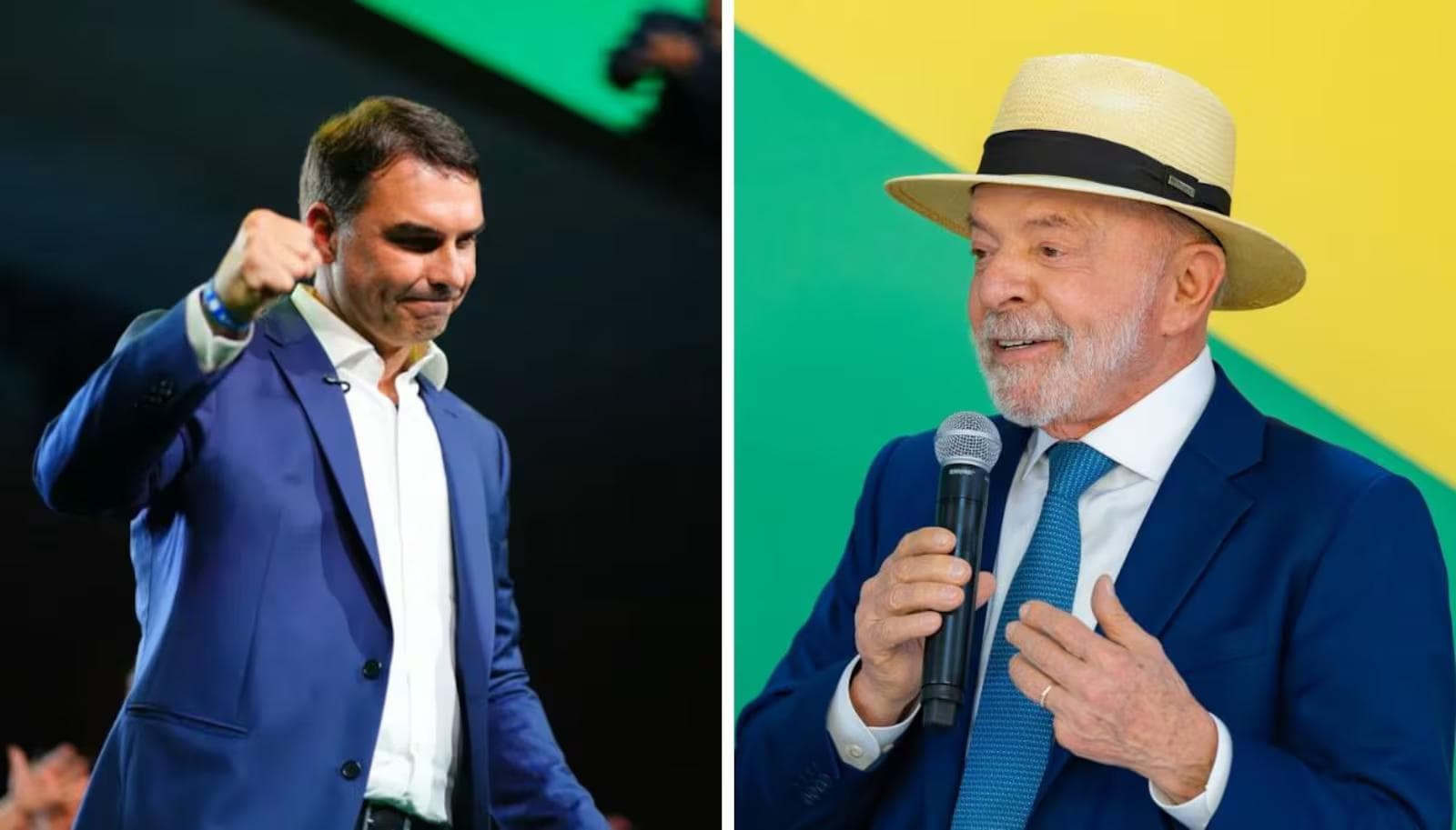 Montagem - Vittor Sales/Flávio Bolsonaro e Ricardo Stuckert/PR