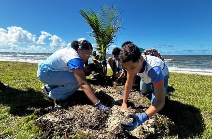 Projeto “Se tem Coqueiro tem Cuidado” é lançado no Pontal da Barra com foco na preservação ambiental. Foto: Alexandre Vieira/Ascom Alurb