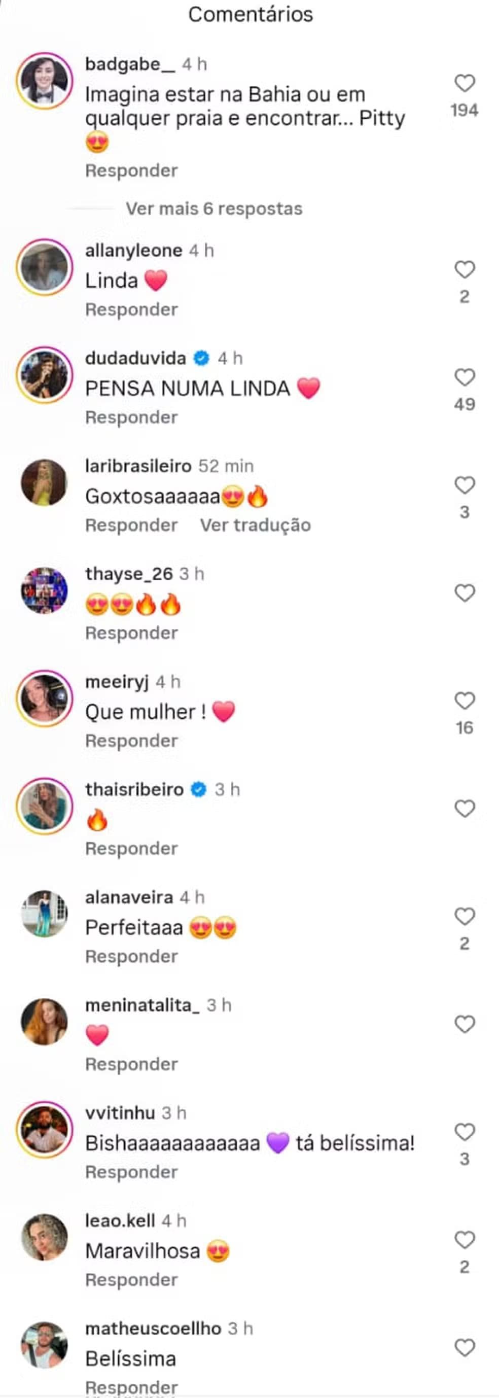 Fãs elogiam Pitty — Foto: Instagram
