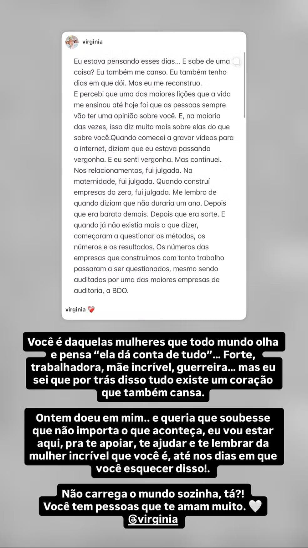 Lucas Guedes apoia Virginia em posicionamento — Foto: Reprodução/Instagram