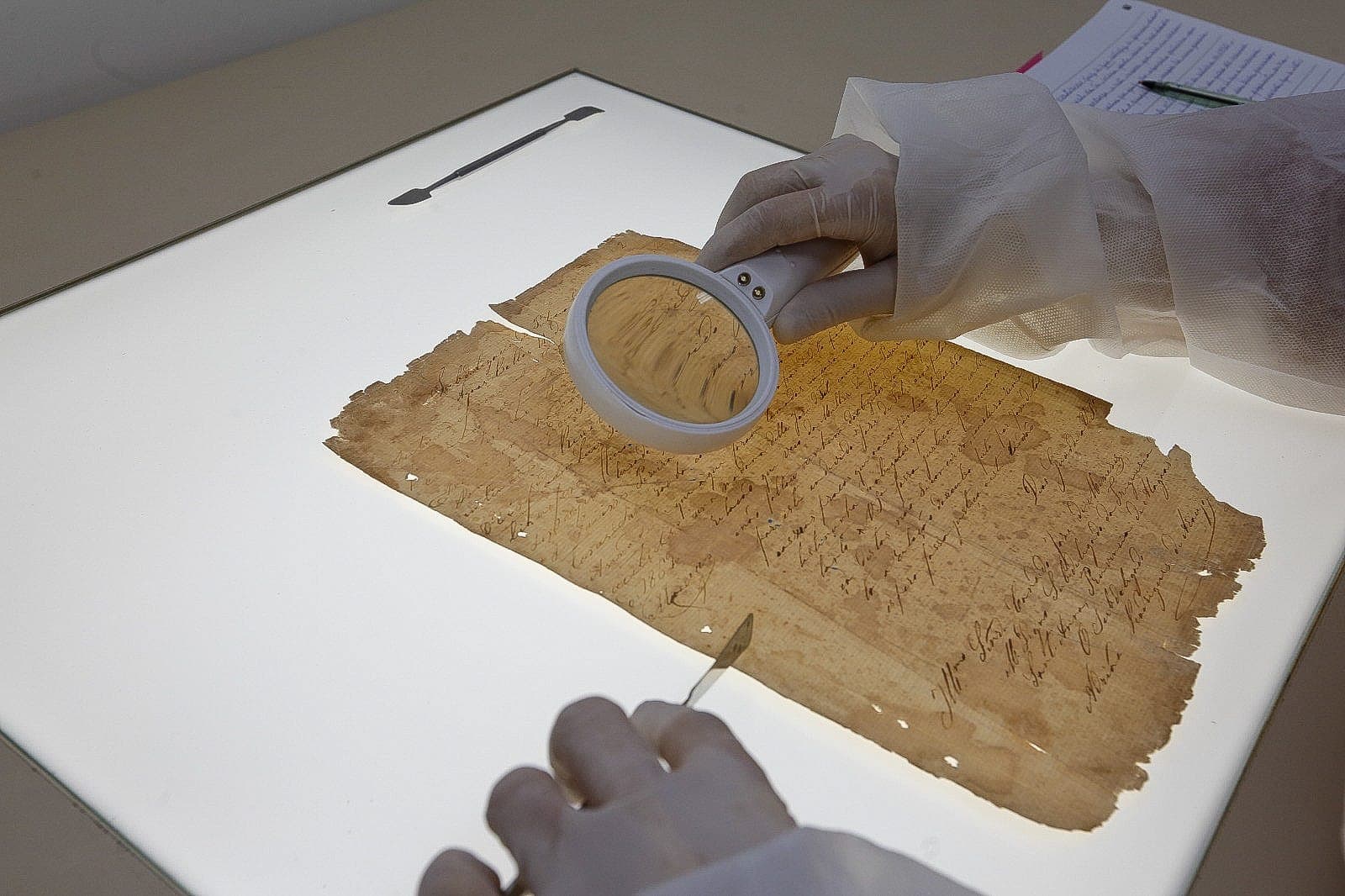 Documentos antigos passam por análise e restauro no Lacor, em Maceió. Foto: Caio Loureiro