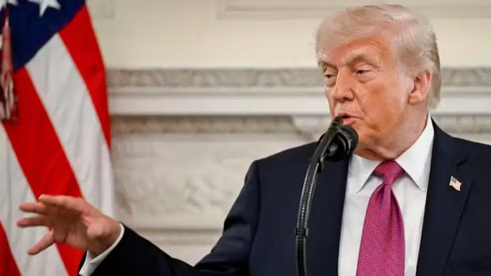 O presidente dos EUA, Donald Trump. — Foto: Daniel Heuer/Pool/EPA/Shutterstock