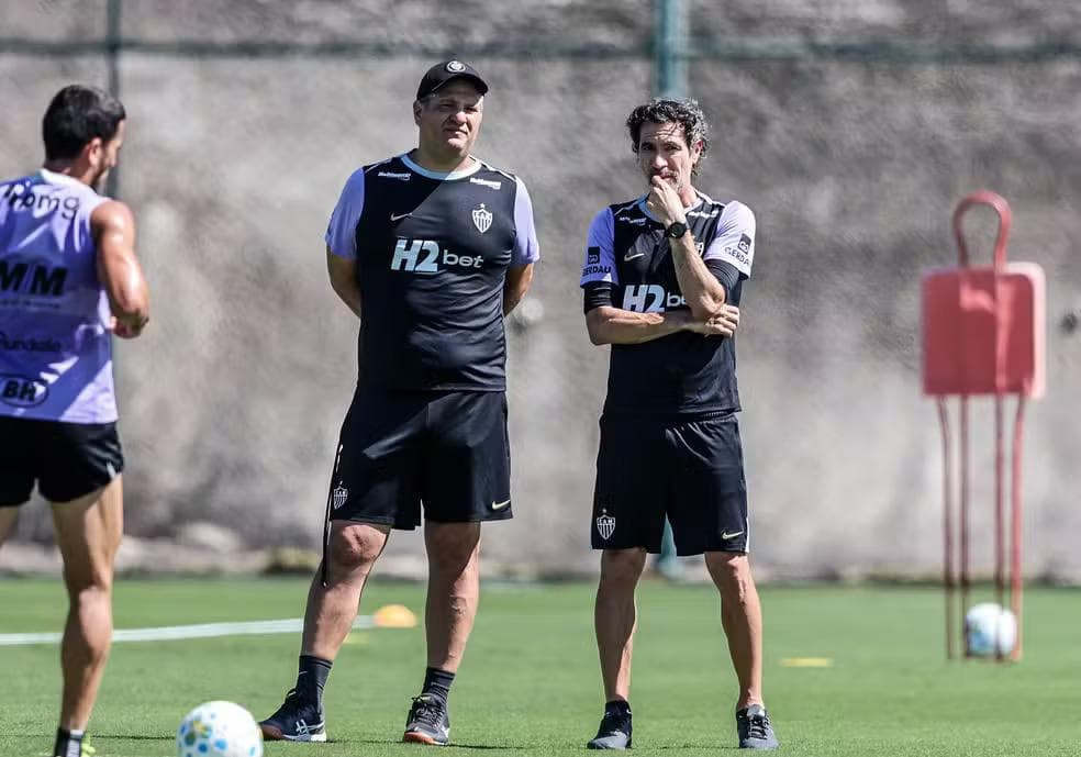 Domínguez em treino do Atlético-MG — Foto: Pedro Souza / Atlético