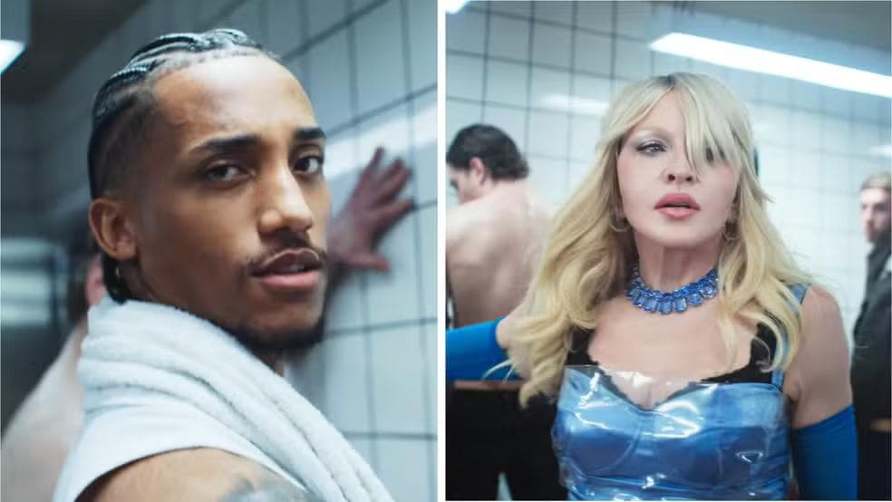 O atleta João Pedro e a cantora Madonna — Foto: Reprodução/YouTube