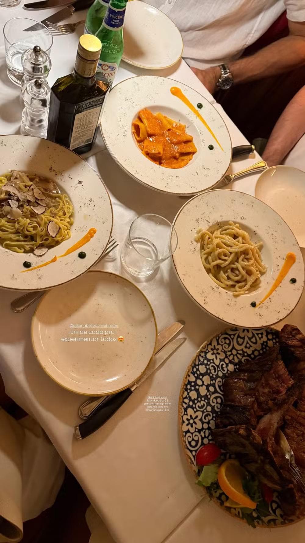 Mariana Goldfarb prova culinária italiana — Foto: Reprodução/ Instagram @marianagoldfarb